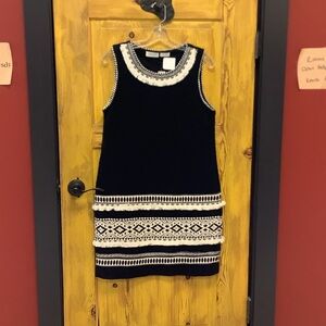 Anthropologie Black and Cream Knit Mini Dress